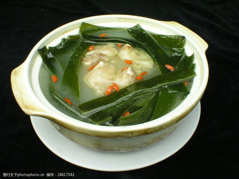 中华饮食砂锅蹄海带图片