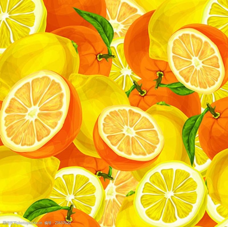 矢量水果素材手绘水彩水彩柠檬脐橙子背景