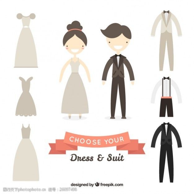 婚纱和西服选择你的结婚礼服和套装