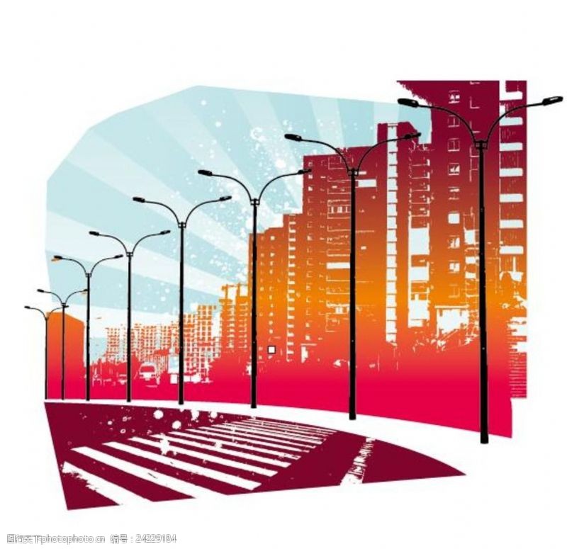 城市剪影城市建筑插画