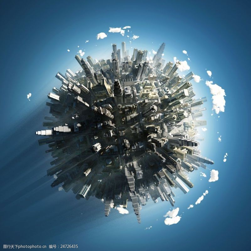密集的球地球上密集的高楼大厦图片