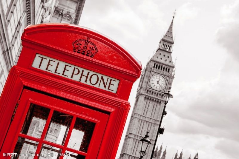 伦敦旅游景点伦敦大本钟与电话亭图片