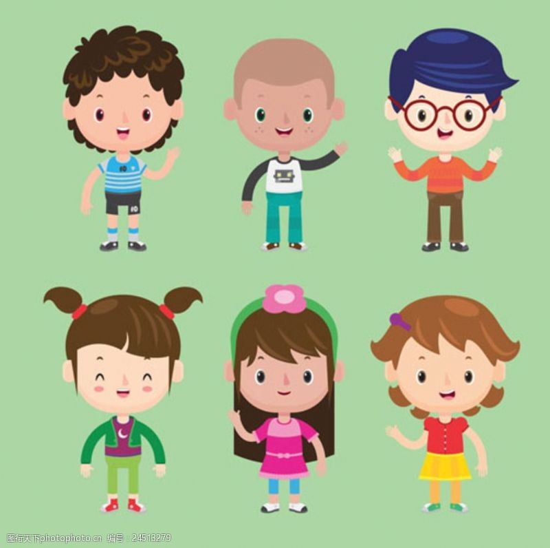 儿童节传单一组快乐儿童节卡通孩子插图