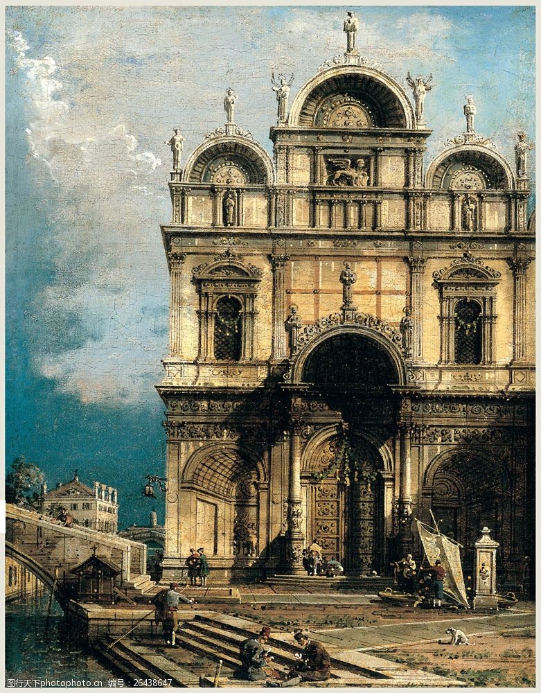 油画教堂欧式教堂风景油画图片