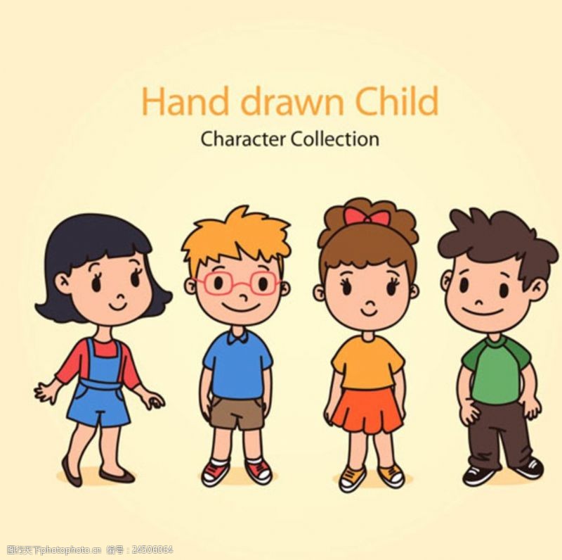 美术班手绘可爱的儿童孩子