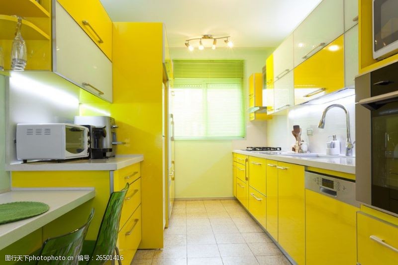 厨柜效果图黄色调厨房效果图图片