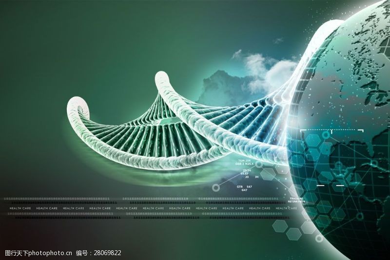 DNA双螺旋与科技背景图片