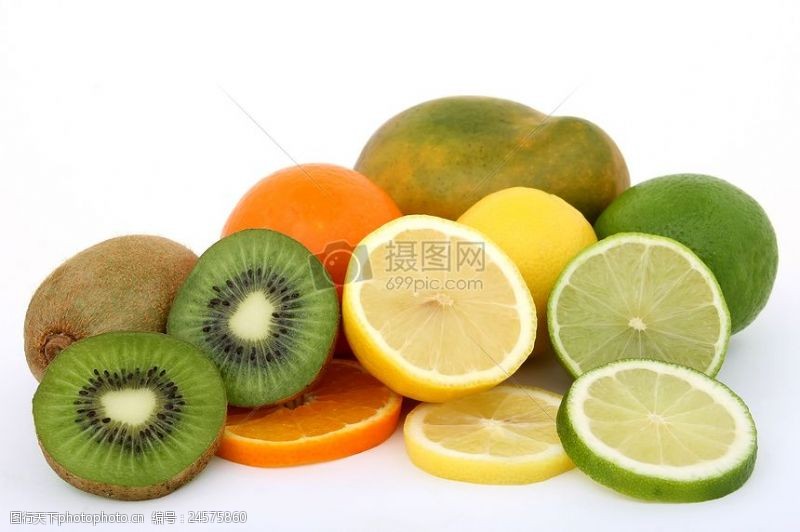 突破水果色拉配料柠檬石灰猕猴桃芒果和橙色