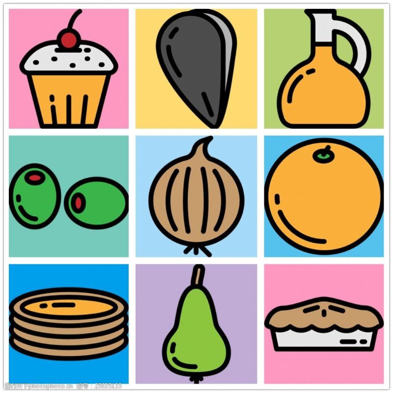 圆润可爱食物手绘icon图标
