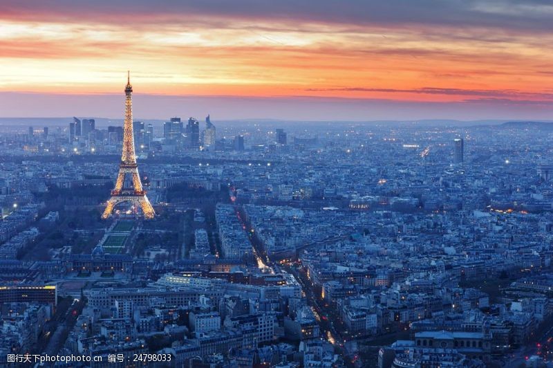 美国城市巴黎夜景风景图片