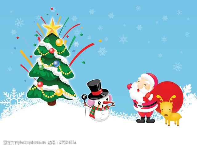 圣诞节风景克劳斯和雪人圣诞老人圣诞搞笑风格