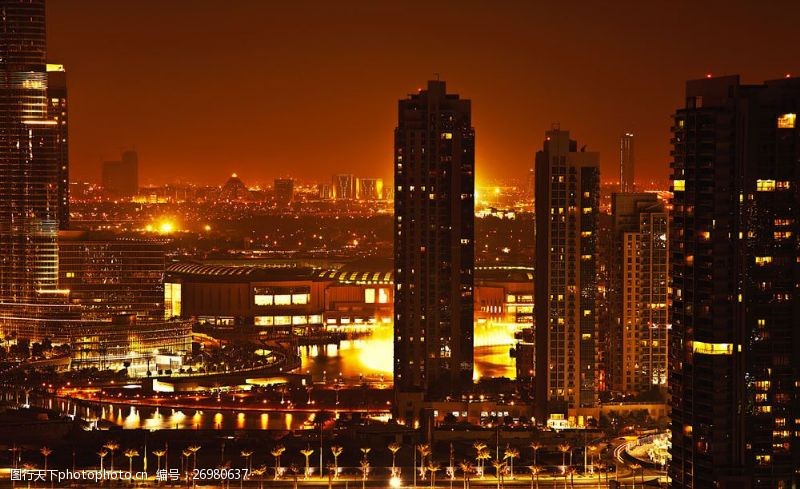 华都家居美丽的迪拜阿联酋城市夜景图片