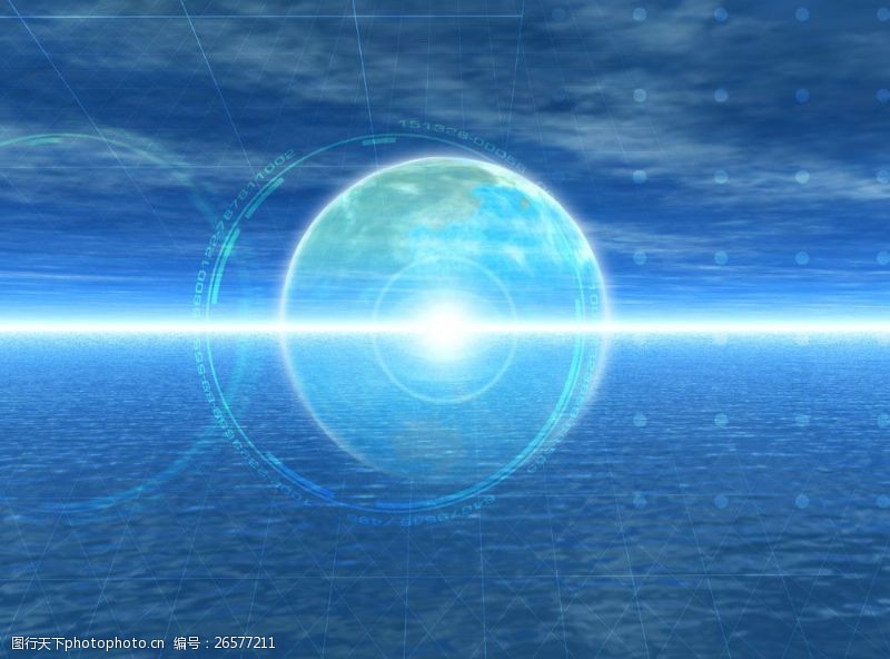 立体数字梦幻蓝色地球背景图片