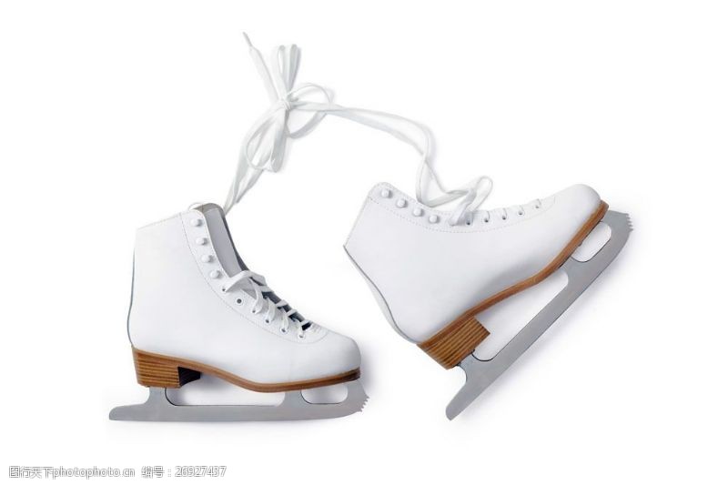 滑冰鞋鞋带绑在一起的冰刀鞋图片