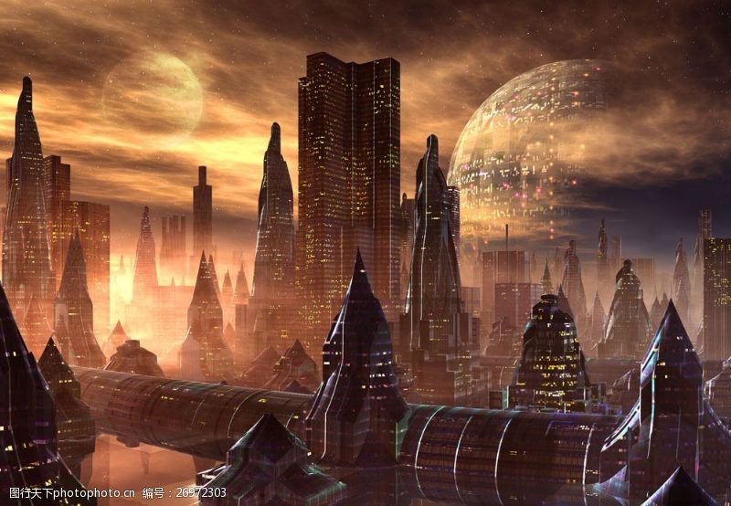 星球与未来城市图片