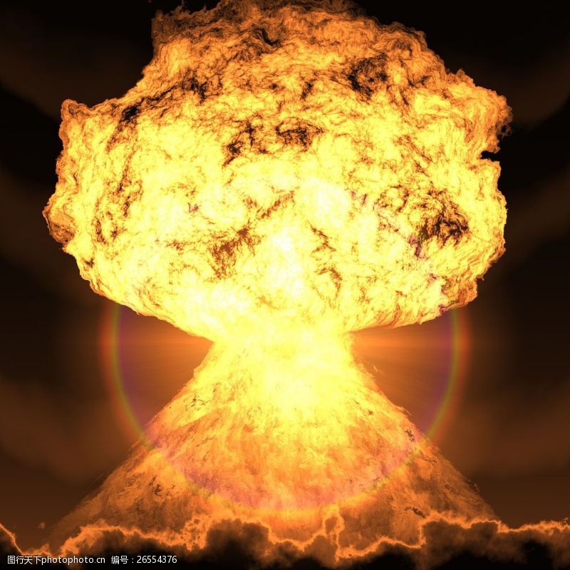 核爆炸原子弹爆炸蘑菇云与光晕图片