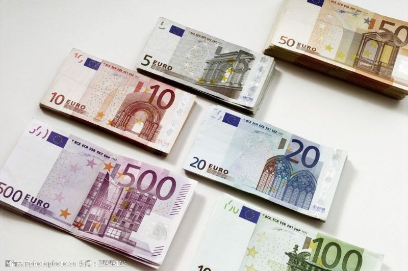 钱币欧元纸币摄影图片