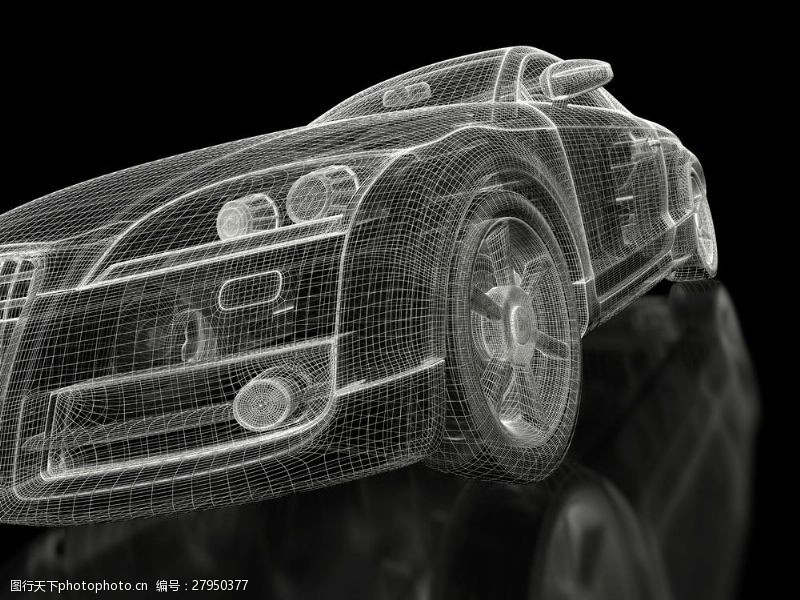 透视效果图3D汽车模型特写图片
