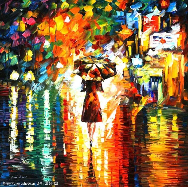 打伞人在马路上行走的女人图片