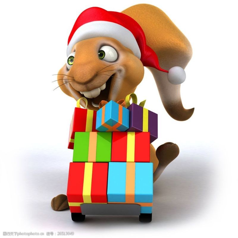 微笑礼物礼物盒和松鼠卡通画图片