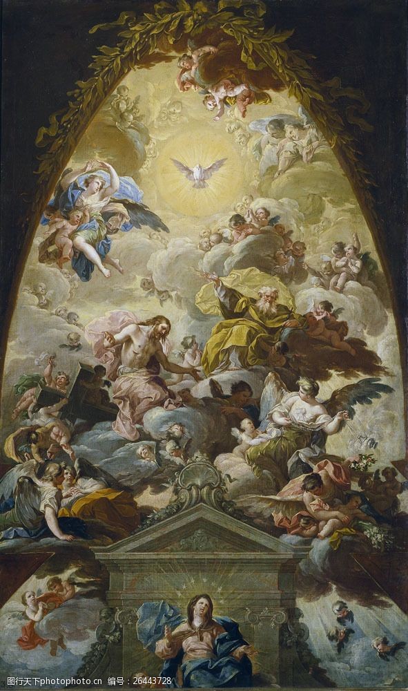 油画教堂天堂中的天使图片