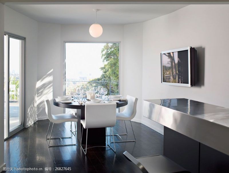 室内装潢设计白色简约餐厅设计图片