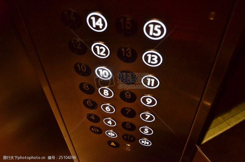 红色的按钮电梯里的电梯按钮