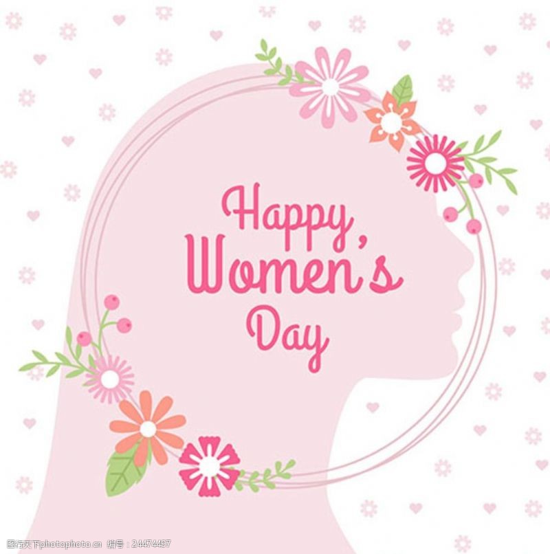 女人轮廓素材粉色轮廓妇女节快乐海报