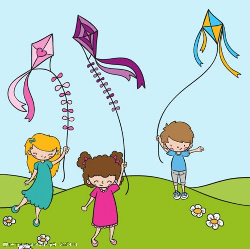 兴趣班dm单儿童节快乐放风筝的孩子