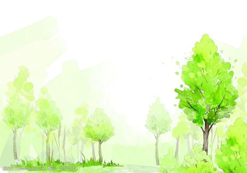 树木插画绿色卡通背景