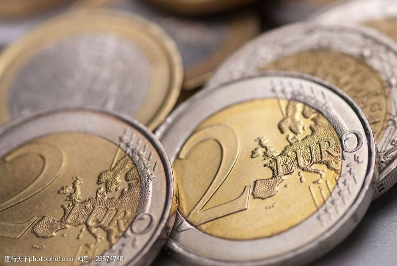 金融理财欧元硬币图片