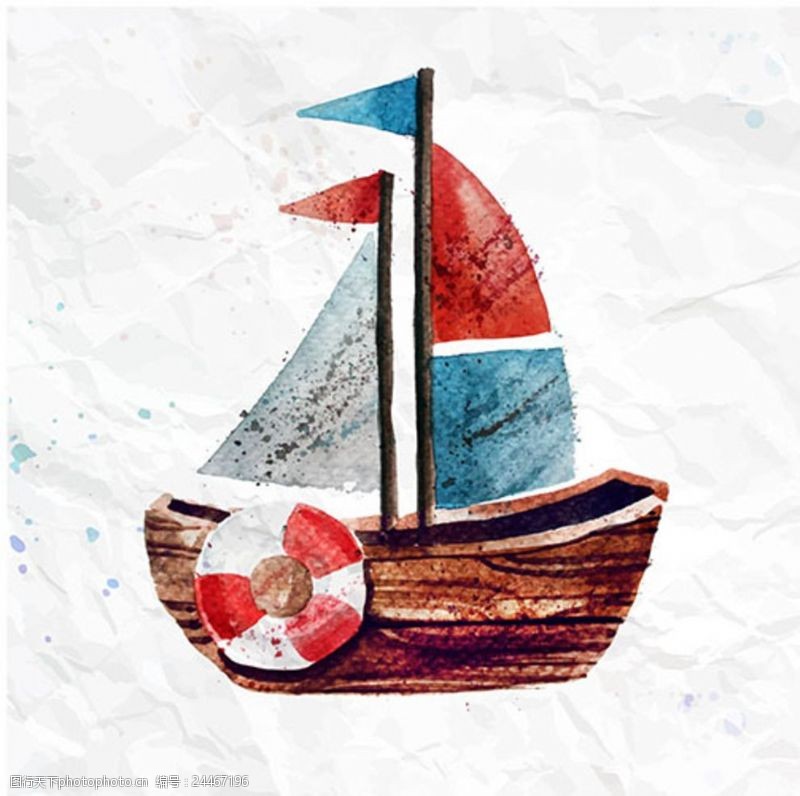 音乐宣传儿童孩子手绘水彩小帆船