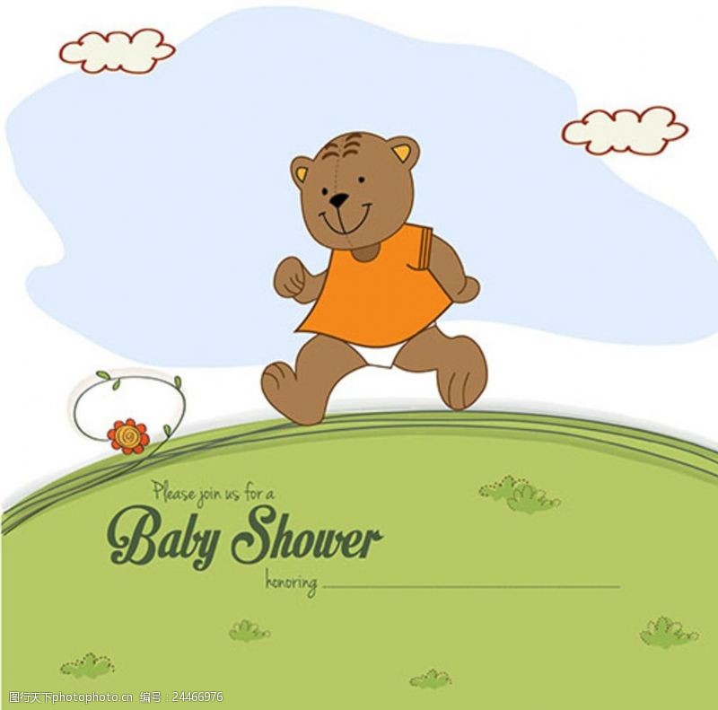 兴趣班dm单卡通小熊母婴儿童宝宝洗澡卡