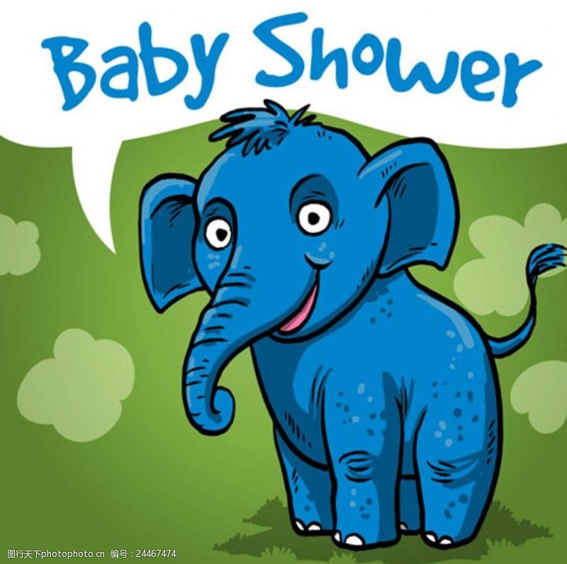音乐宣传手绘大象母婴儿童宝宝沐浴卡