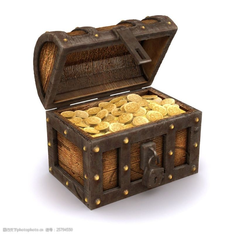 财宝箱箱子里的金币图片