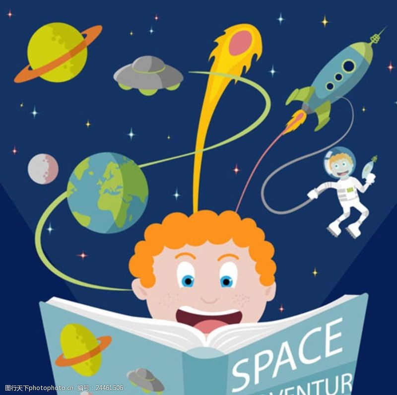 游乐园展板儿童节快乐太空探险故事书