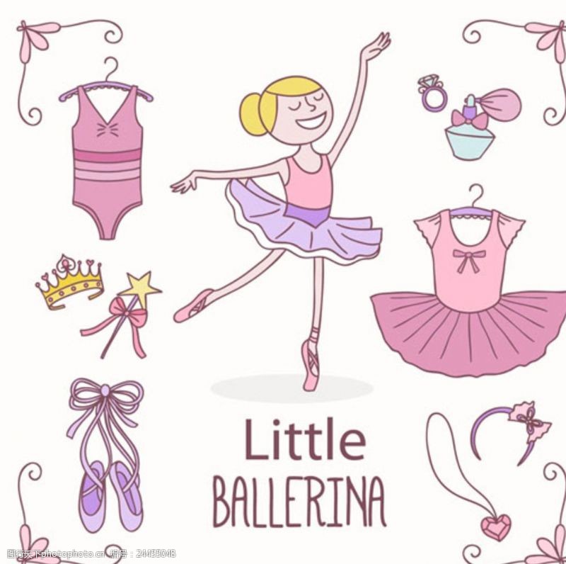 幼儿园招生海报儿童节卡通跳芭蕾舞的女孩