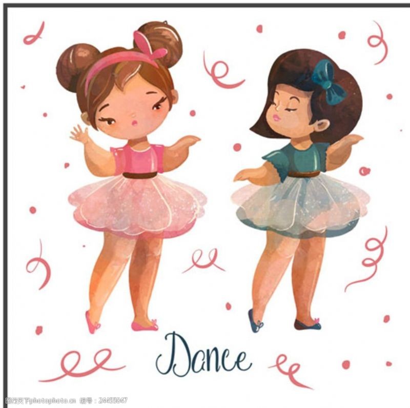 幼儿园招生海报儿童节两个跳芭蕾舞的女孩