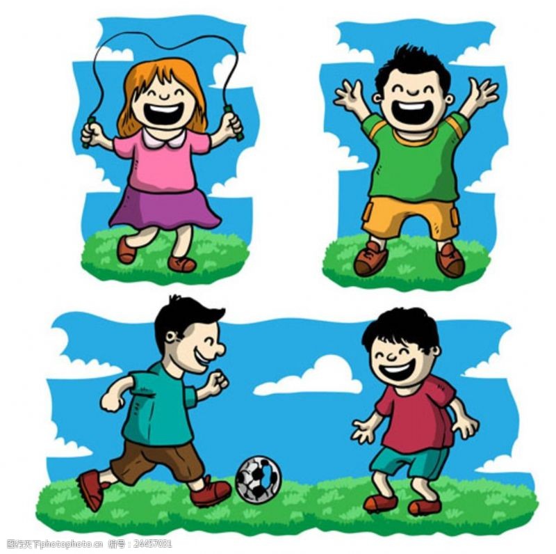 游乐园展板卡通儿童节快乐运动的孩子