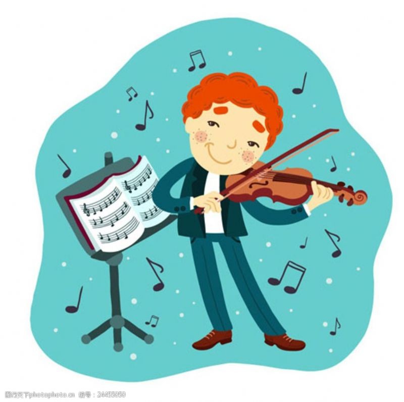 幼儿园招生海报卡通儿童节拉小提琴的孩子