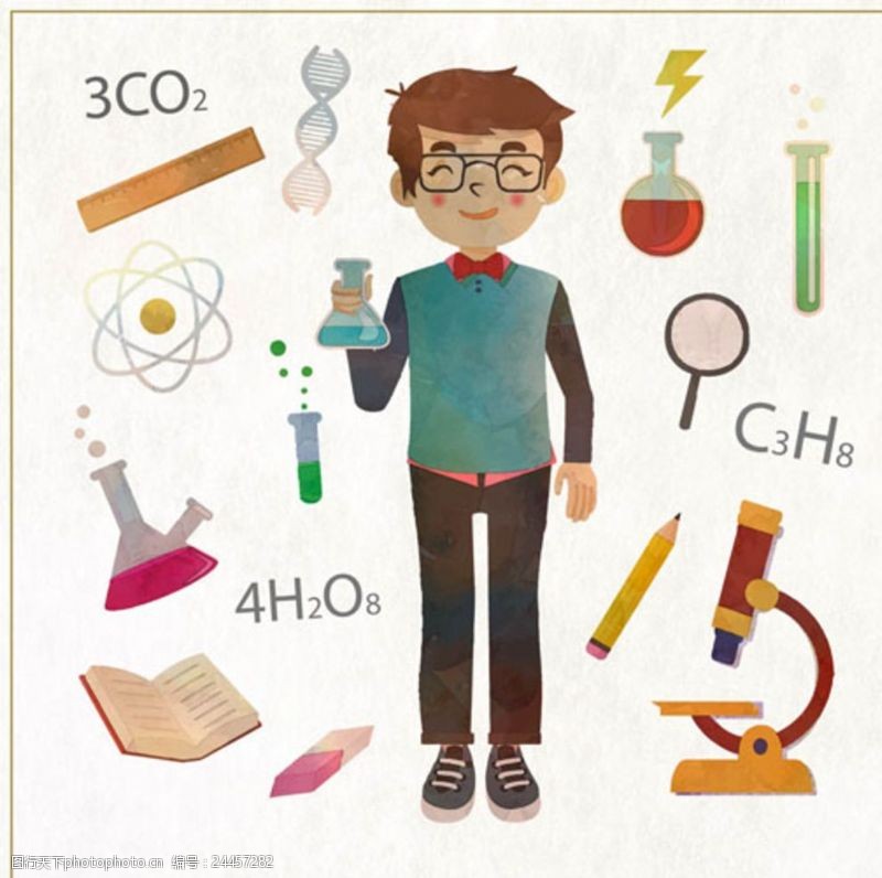 幼儿园招生海报水彩儿童节做化学实验的孩子
