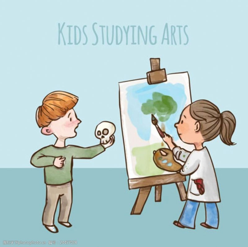 幼儿园招生海报水彩美术学校兴趣培训学生