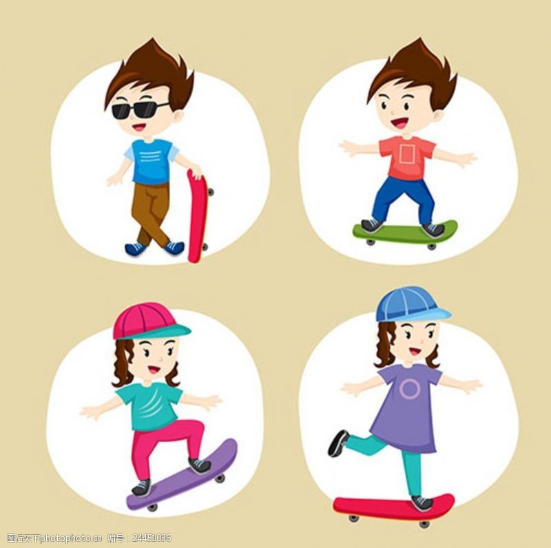 卡通婴儿用品卡通儿童节玩滑板的孩子
