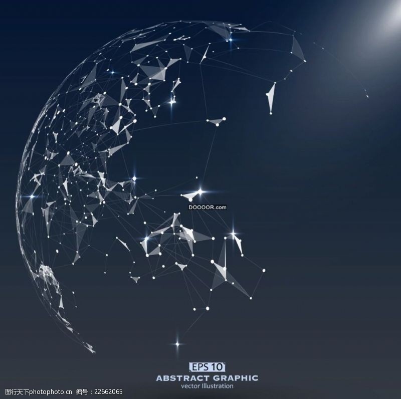 现代数字科技感数字地球点线构成世界