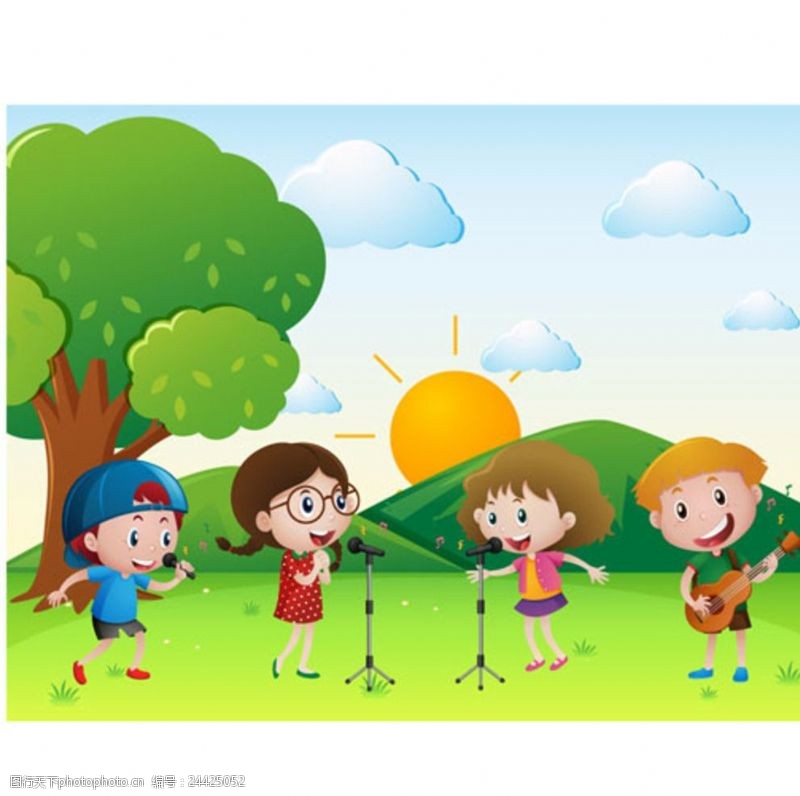 乐园宣传单卡通儿童节唱歌的孩子