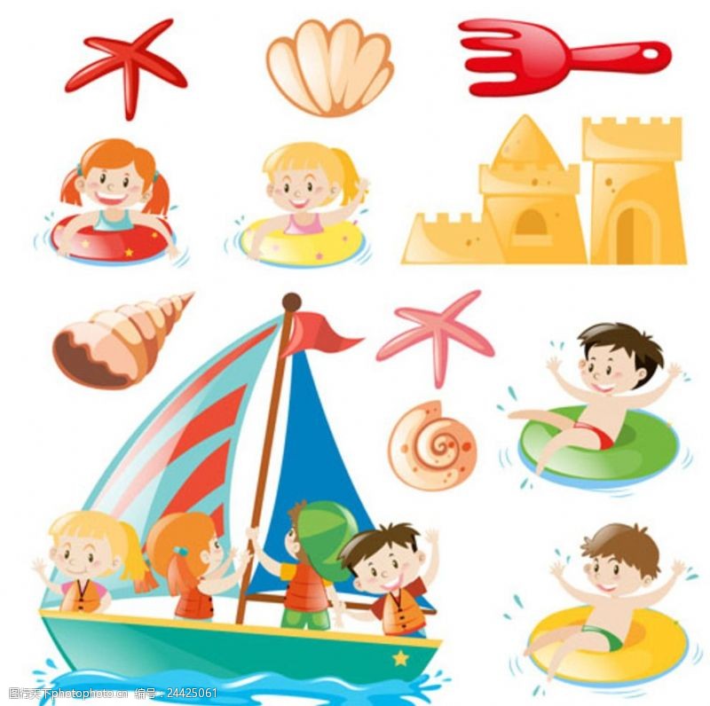 乐园宣传单卡通儿童节海边元素集