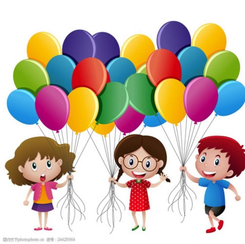 儿童节展版卡通儿童节拿气球的孩子