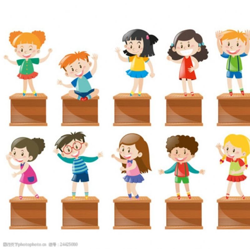 乐园宣传单卡通儿童节在木箱上的孩子