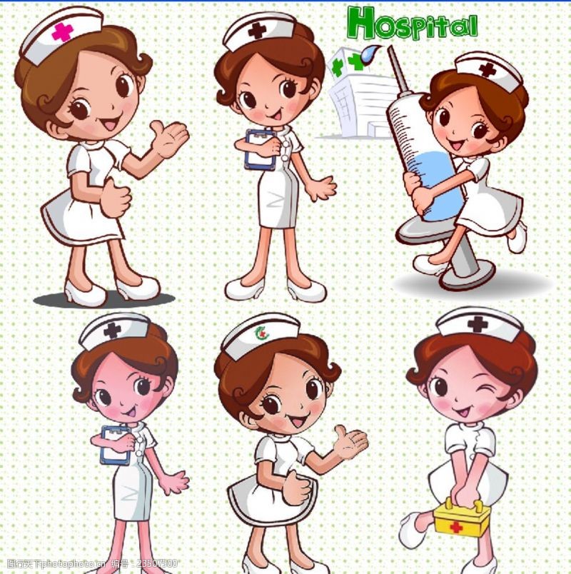 卡通护士日常护士白色医院卡通