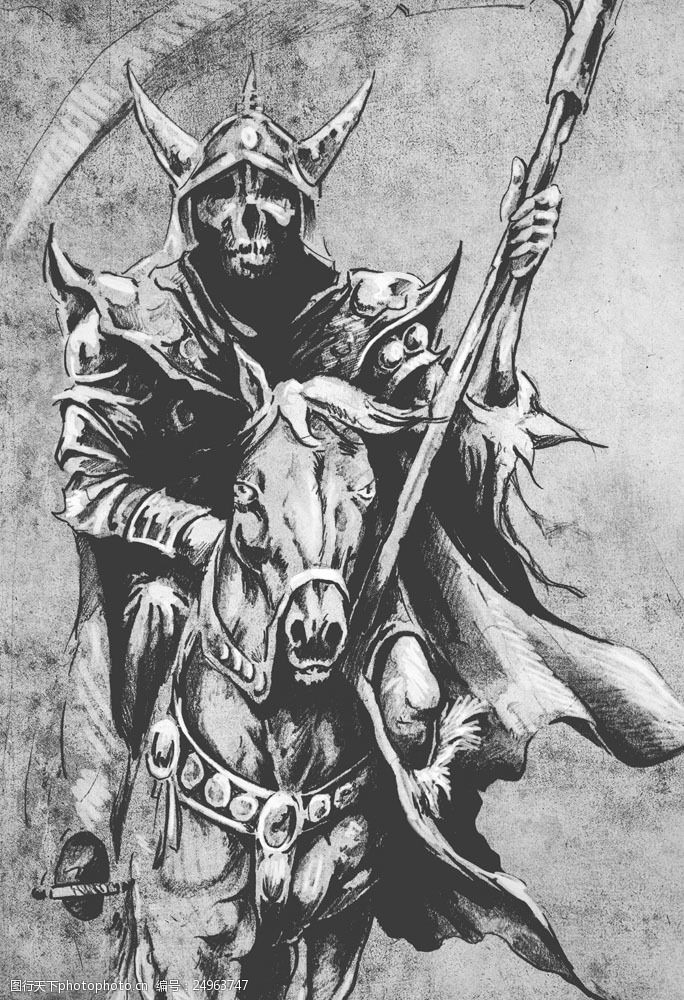 骑马插画骑马的死神插画图片